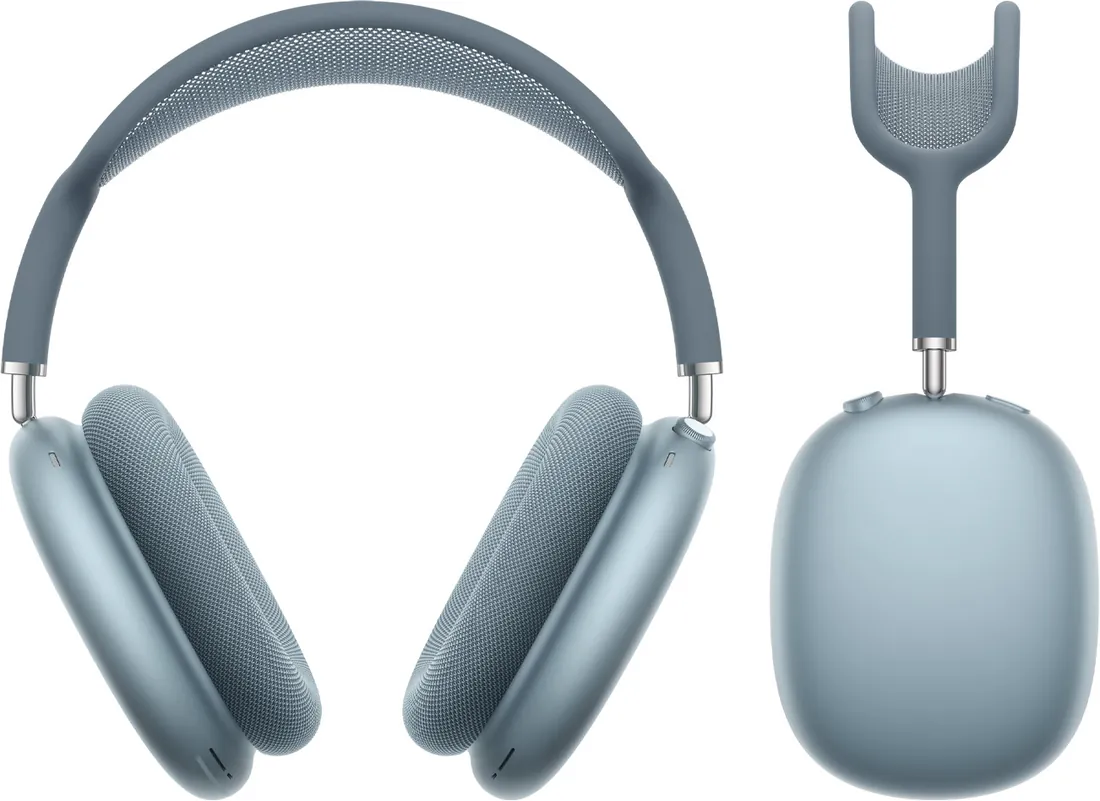 Apple AirPods Max 2 — Apple AirPods Max 2, mavi; üretici görseli (önden ve yandan görünüm).