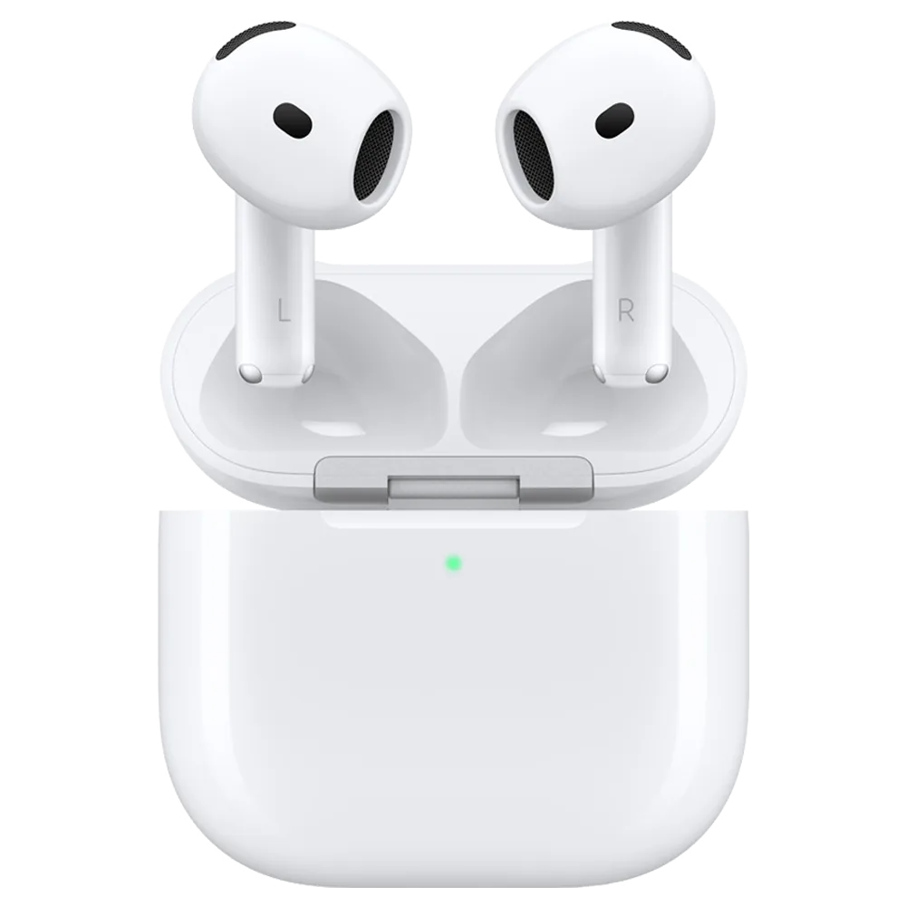 Apple AirPods 4 (Aktif Gürültü Engelleme) — Apple’ın AirPods 4 ANC teknik özellik sayfasındaki görsel: beyaz kulaklıklar ve şarj kutusu.
