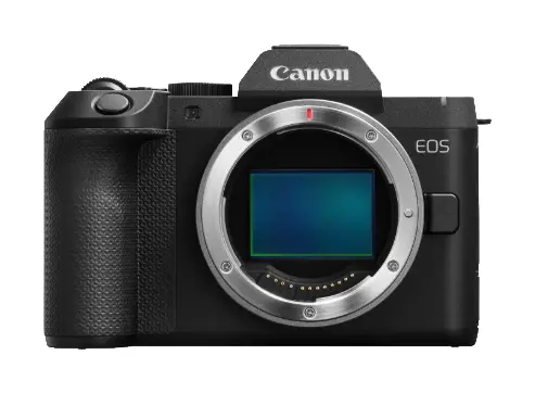 Canon EOS R8 Mark II — Canon EOS R8 Mark II gövdesi, önden; objektif takılı değil, görsel Canon Kanada ürün sayfasından.