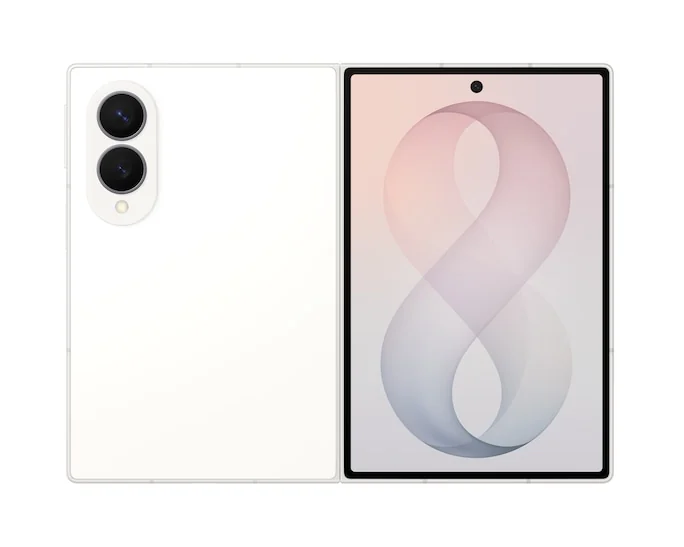 Samsung Galaxy Z Fold8 — Cream Galaxy Z Fold8, açık ön ve arka görünüm; görsel SM-F971BZWCTUR galerisinden.