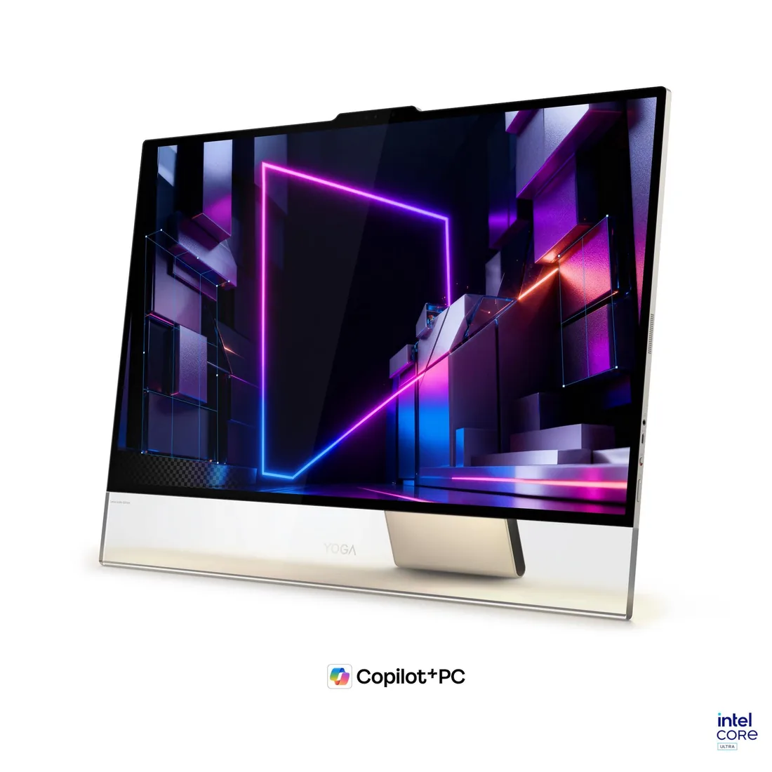 Lenovo Yoga AIO i Aura Edition 32 — 32IPH11 üretici galerisindeki Seashell gövde. F0JK0009US donanım kapasitesi fotoğraftan ayırt edilemez.